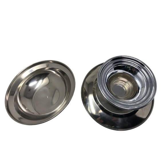 Lion Bentley Stainless Steel Flying Saucer Atomic Footed Serving Dishes Set of 3 - Picture 5 of 10